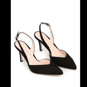 Stuart Weitzman Black Suede Sling Back Heels - Size 9.5
